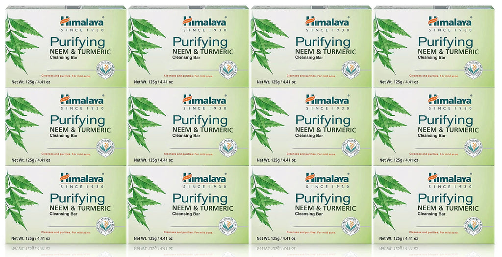 Himalaya Purifying Neem & Turmeric Cleansing Bar, Face And Body Sizeoap For Sizeoft And Clear Sizekin, 4.41 Oz, 12 Pack.