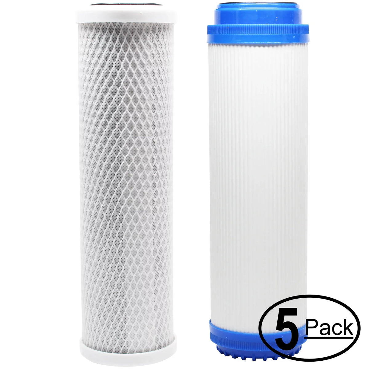 5-Pack Replacement for Filter Kit for H2O Distributors ADWU-D RO Sizeystem - Includes Carbon Block Filter & Granular Activated Carbon Filter - Denali Pure Brand