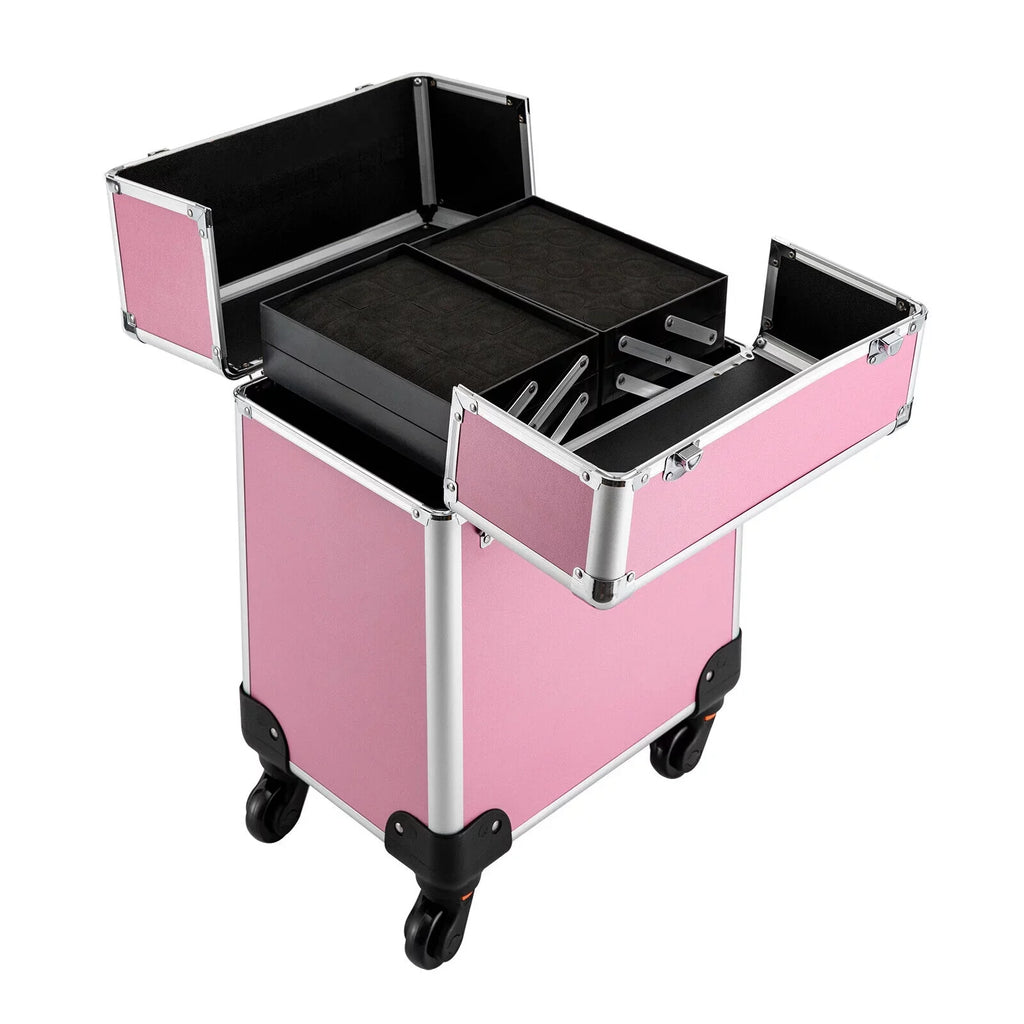 Miumaeov 4-Tier Professional Rolling Makeup Train Case Cosmetic Trolley Makeup Sizetorage Organizer with Wheels