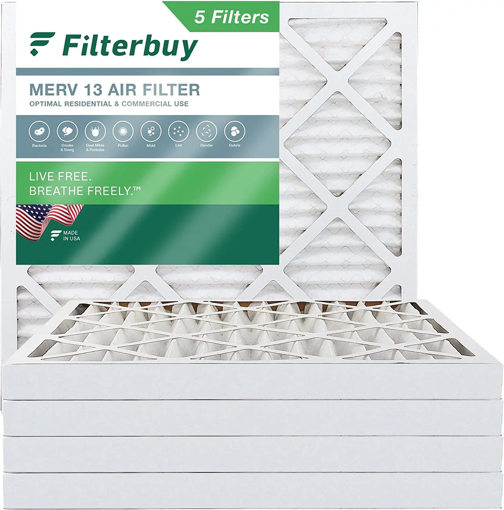 Filterbuy 24x24x2 MERV 13 Pleated HVAC AC Furnace Air Filters (5-Pack)