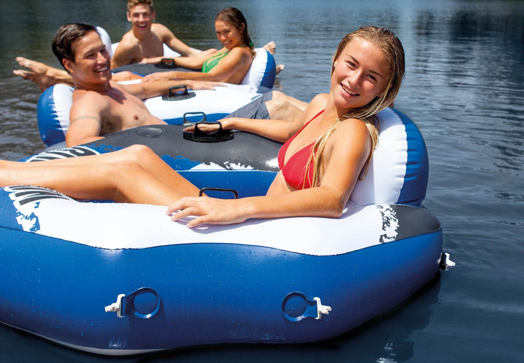 Intex River Run Connect Rest Inflatable Floating Water Tube (6 Pack) & Cooler