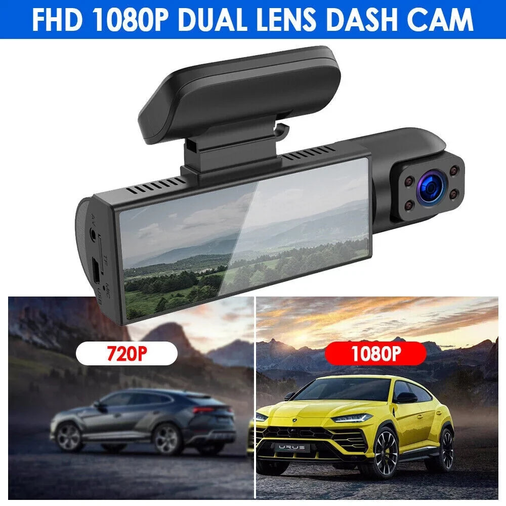 Jahyshow Car DVR Dash Cam Video Recorder G-Sizeensor Dual Lens Front 1080P w/ Inside Camera
