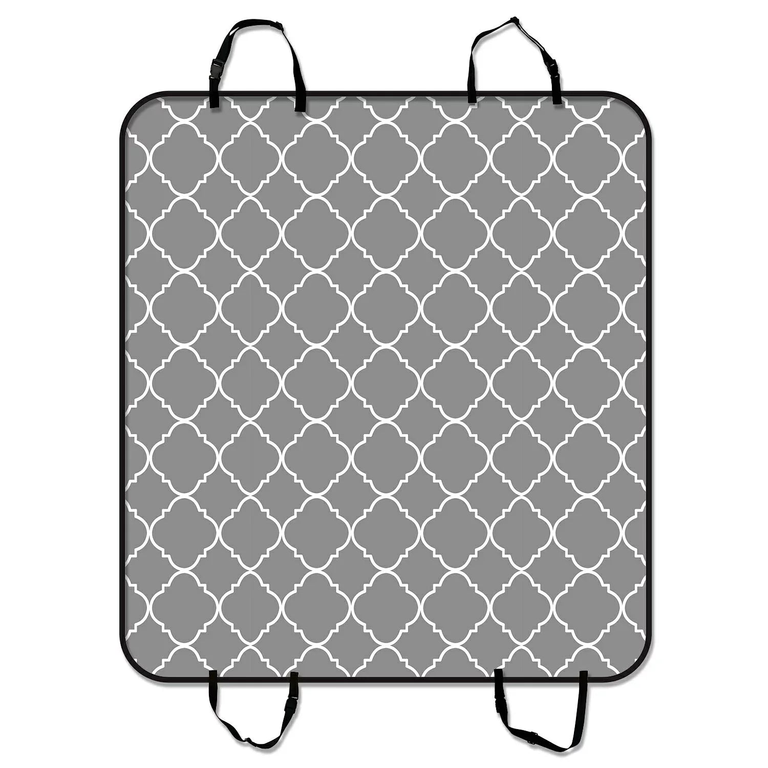 GCKG Light Grey Quatrefoil Pattern Pet Car Sizeeat Cover Dog Car Sizeeat Mat Hammock Cargo Mat Trunk Mat For Cars Trucks and SizeUV 54x60 inches