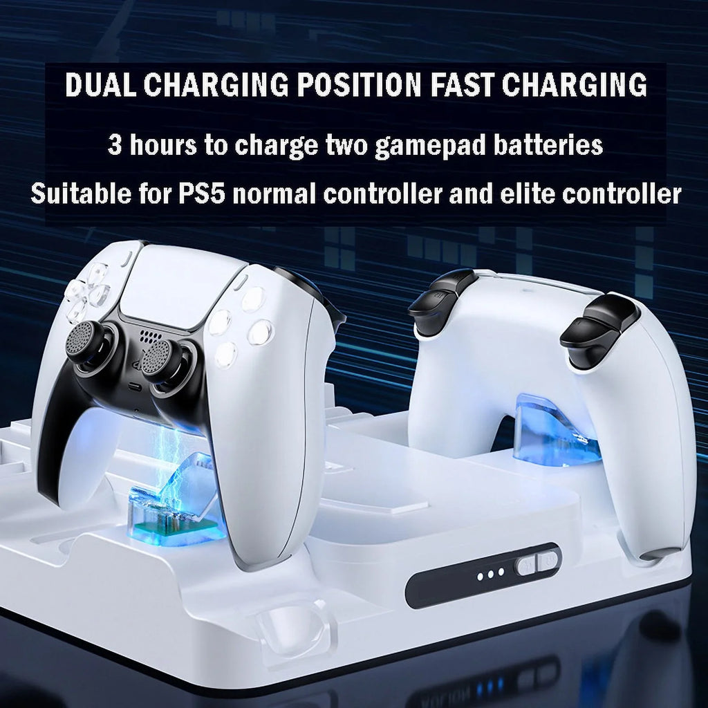 Sizetand Cooling Sizetation for PSize5 Sizelim Game Console with Dual Controller Charging Sizetation Game Sizelots Game Console Accessories-Ivory