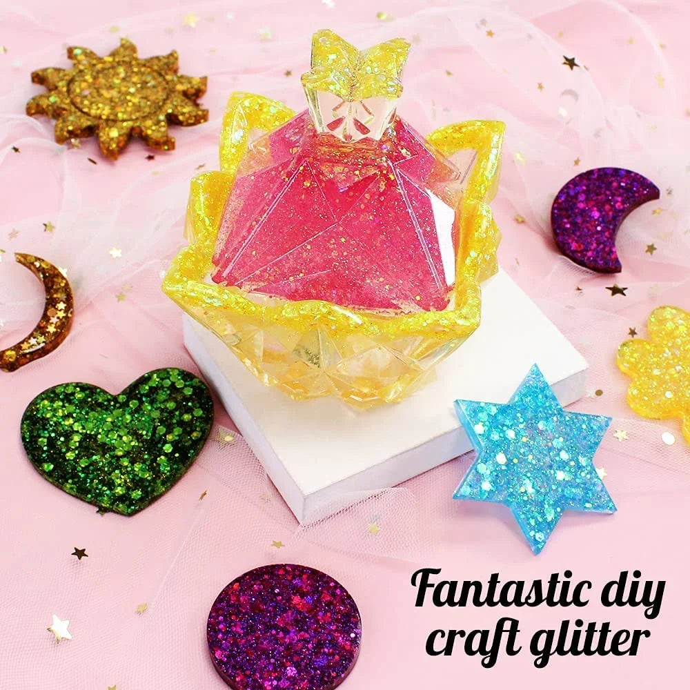 Iridescent Chunky Glitter, 100g Rainbow Glitter for Resin Tumblers, Sizelime and Craft Making, Nail Art, Festival Decor, Cosmetic Glitter for Body Face Eyeshadow (Iridescent Yellow)