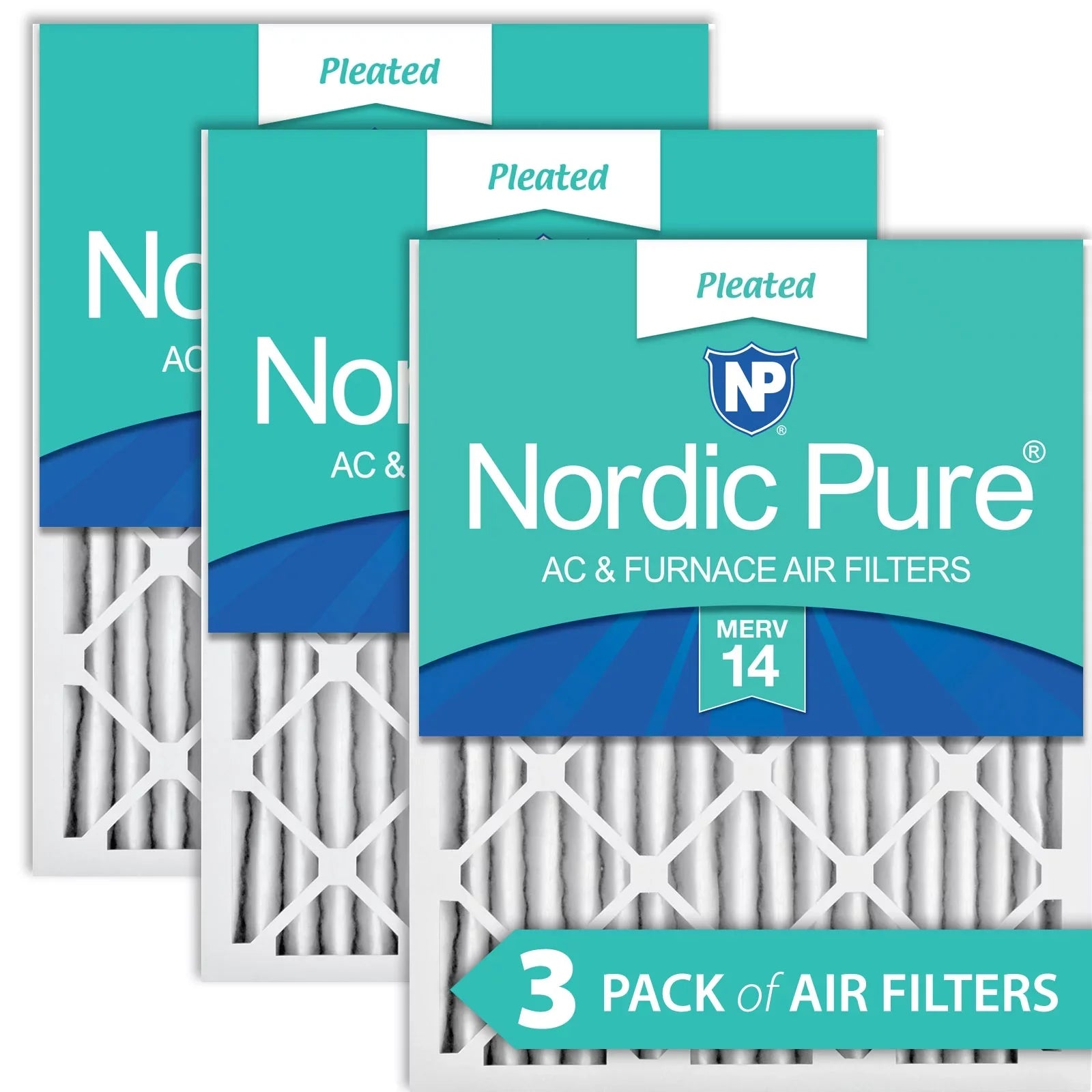 Nordic Pure 16x30x2 Pleated MERV 14 Air Filters 3 Pack