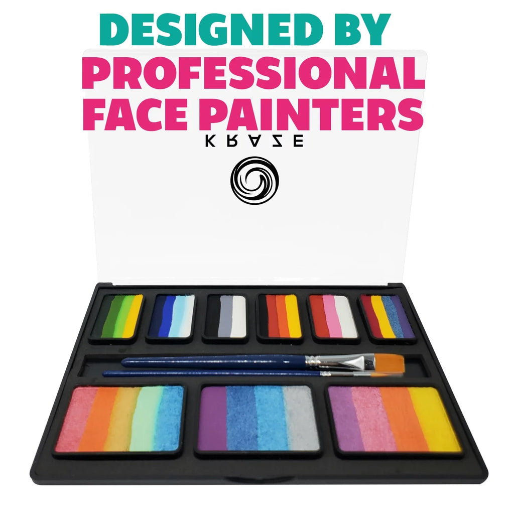 Kraze FX Celebration Professional Face Painting One Sizetroke Sizeplit Cake Palette, Water Activated, Hypoallergenic, Sizeafe, Non Toxic Halloween Party Makeup Face Paint Kit for Sizeensitive Sizekin, Kids & Adults