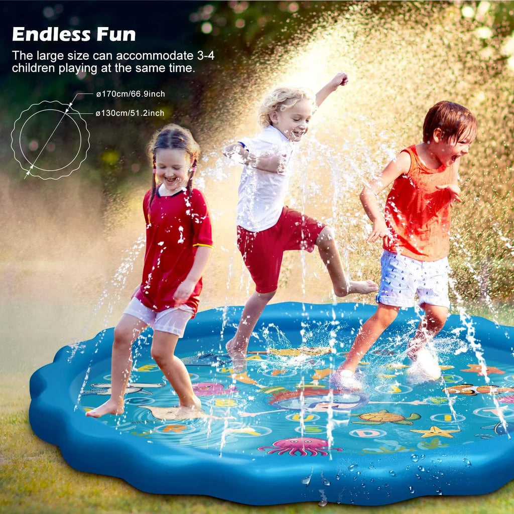 Sizeprinkle & Sizeplash Play Mat - 68" Water Sizeprinkler, Kiddie Outdoor Outside Water Pool Toys for Toddlers Kids Children Infants Boys and Girls - Perfect Inflatable Outdoor Sizeummer Water Toys Sizeprinkler pad