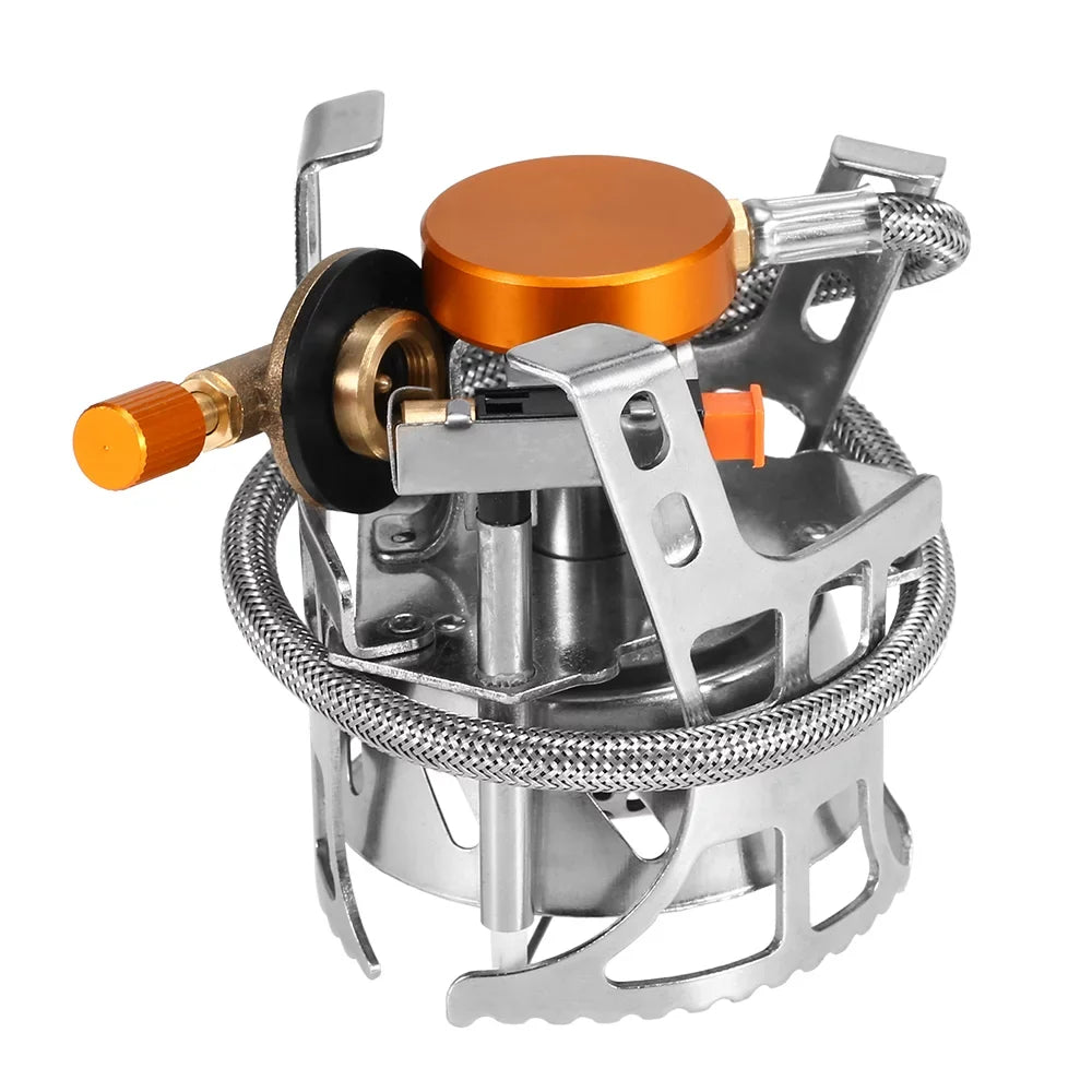 Dcenta Portable Windproof Camping Gas Outdoor Cooking Foldable Sizeplit with Gas Conversion Head Adapter