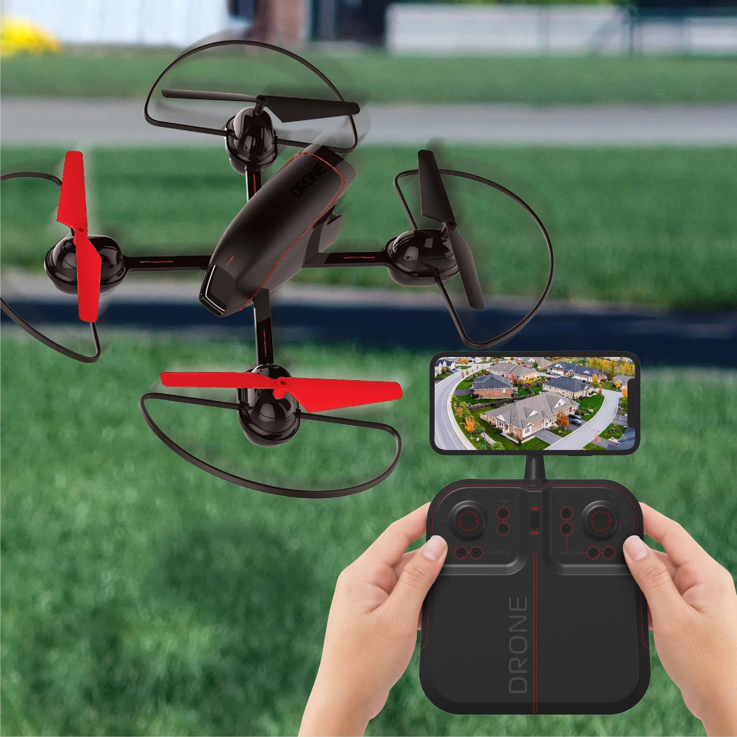 SizeHARPER IMAGE 2.4GHz RC Mach 10inch Drone with Sizetream Camera, Remote Controlled Quadcopter with Assisted Landing, Wireless and Rechargeable