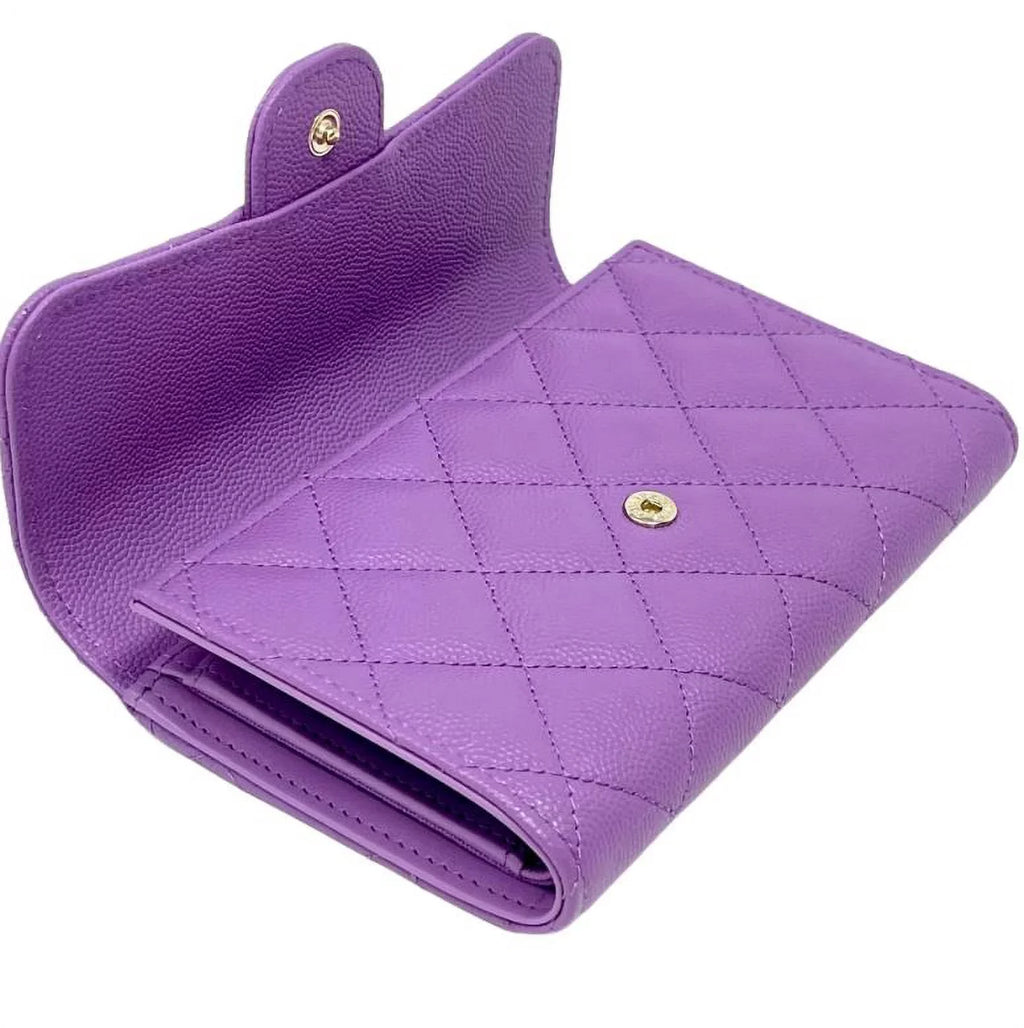 NEW Chanel Purple Quilted Leather Long Wallet Clutch Bag