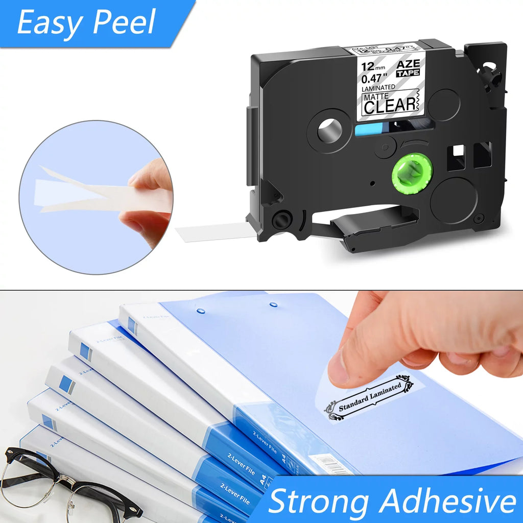 GREENCYCLE 10PK Compatible for Brother P-touch Black on Matte Clear 12mm 0.47" TZe-M31 TZ-M31 TZM31 TZeM31 Laminated Label Tape