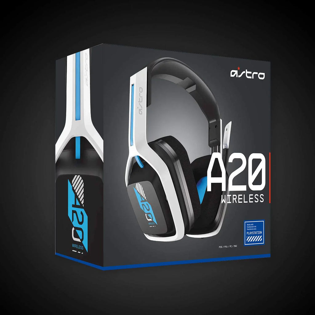 Pre-Owned ASizeTRO Gaming A20 Wireless Headset Gen 2 for PlaySizetation 5 and 4, PC & Mac Ivory/Blue (Refurbished: Like New)