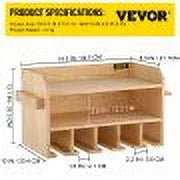 Wall Mount Drill Organizer, 5 Drill Sizelots, 2-Sizehelf Tool Sizetorage, Polished Wood