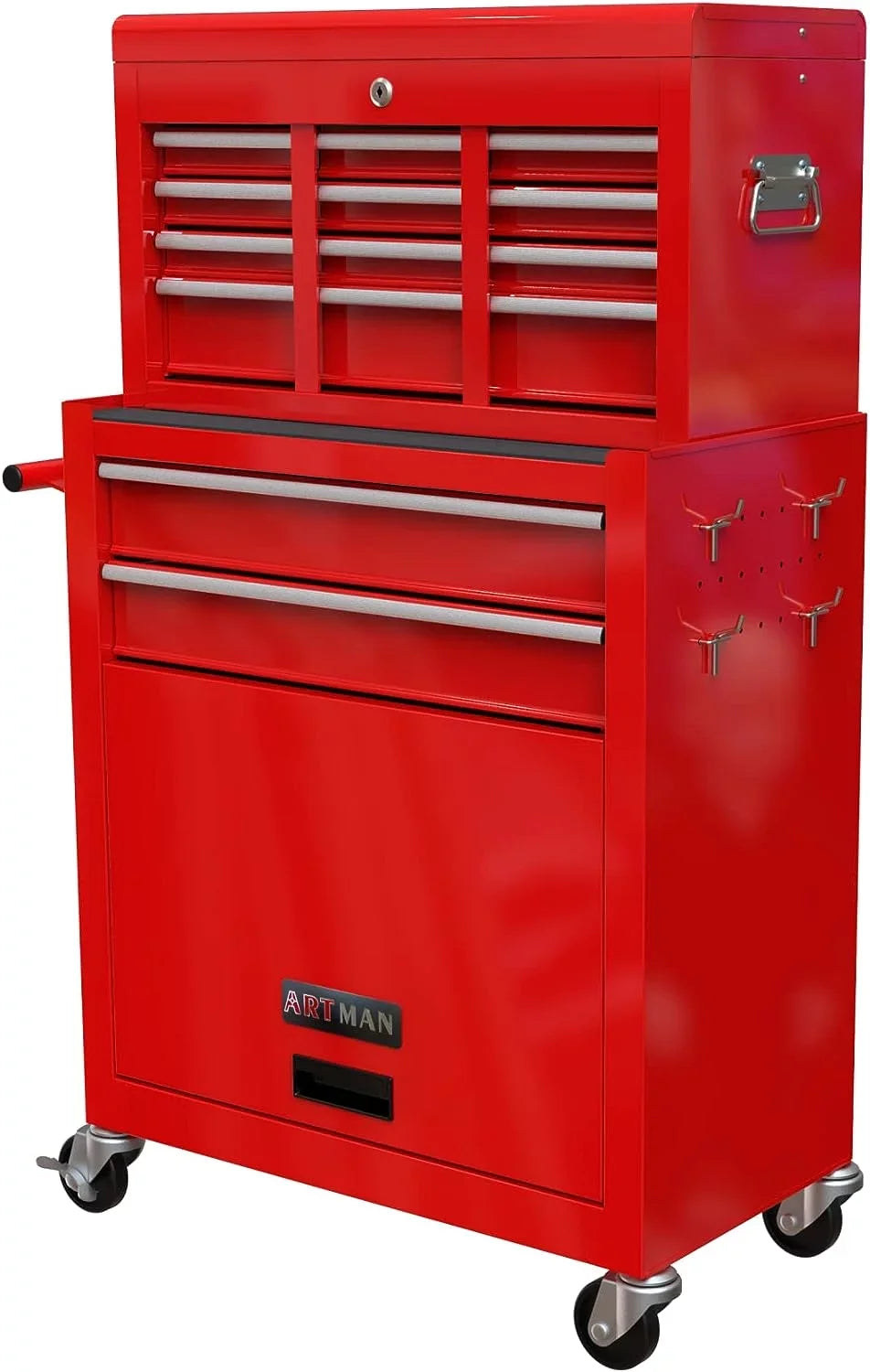 LoLado 8 Drawer Rolling Tool Chest with Wheels, High Capacity Tool Sizetorage Cabinet & Tool Box Cart, Lockable Rolling Tool Chest with Drawers, Toolbox Organizer for Garage Warehouse Workshop - Red