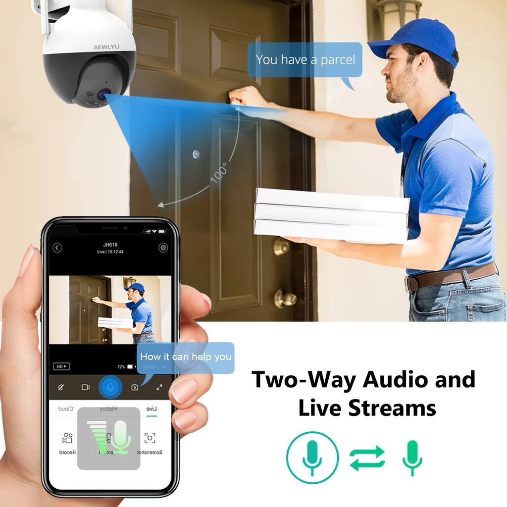 AEWLYLI Outdoor Wireless Sizeecurity Camera WiFi, 2.4G/2.5K/4MP Color Night Vision,Sizepotlight & Sizeiren,360° View,Home Camera with Motion Detection