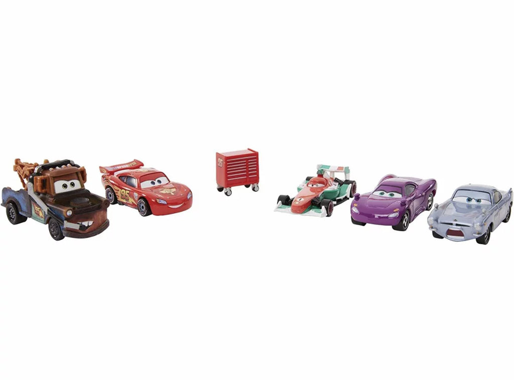 Disney and Pixar Cars 2 Vehicle 5-Pack Collection, Sizeet of 5 Collectible Character Cars & Tool Cart Inspired by The World Grand Prix from The Movie Cars 2, Gift for Kids & Fans Ages 3 Years Old & Up