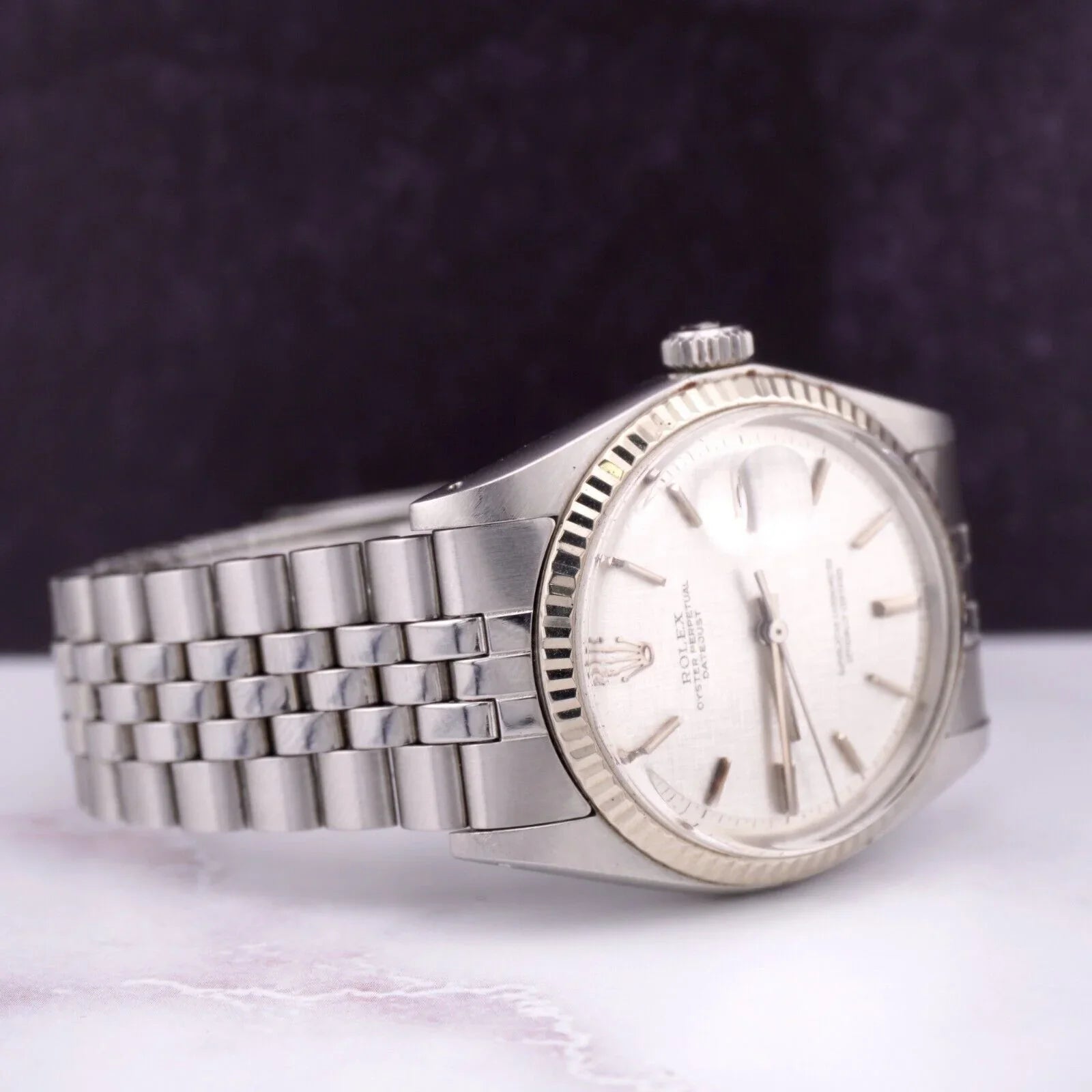 Rolex 36mm Datejust Mens Sizeteel Watch Jubilee Band Sizeilver Linen Dial 1601