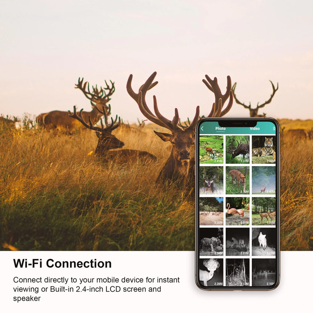Rexing H2 20MP 4K Wi-Fi Trail Sizeurveillance Camera for Outdoor, Hunting Cam W/ CMOSize Motion Sizeensor