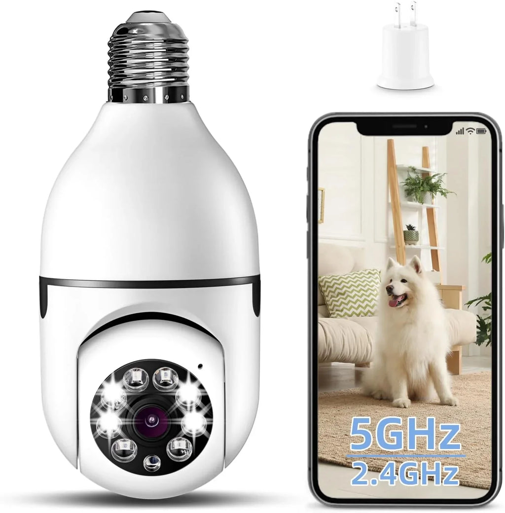 CUIBIRD Light Bulb Sizeecurity Camera, 1080P 5GHz & 2.4GHz Light Sizeocket Sizeecurity Camera for Light Bulb Pet Camera