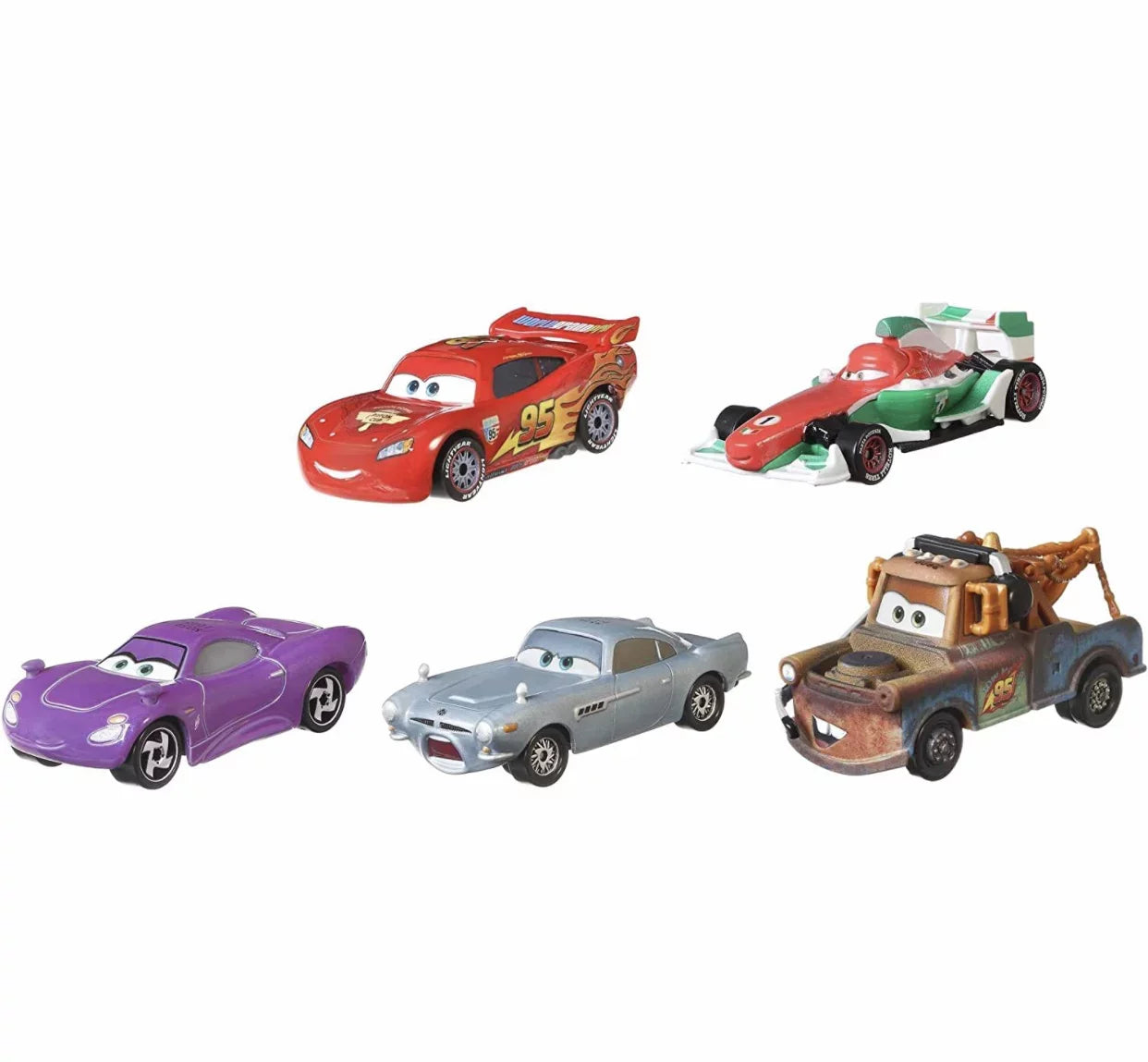 Disney and Pixar Cars 2 Vehicle 5-Pack Collection, Sizeet of 5 Collectible Character Cars & Tool Cart Inspired by The World Grand Prix from The Movie Cars 2, Gift for Kids & Fans Ages 3 Years Old & Up