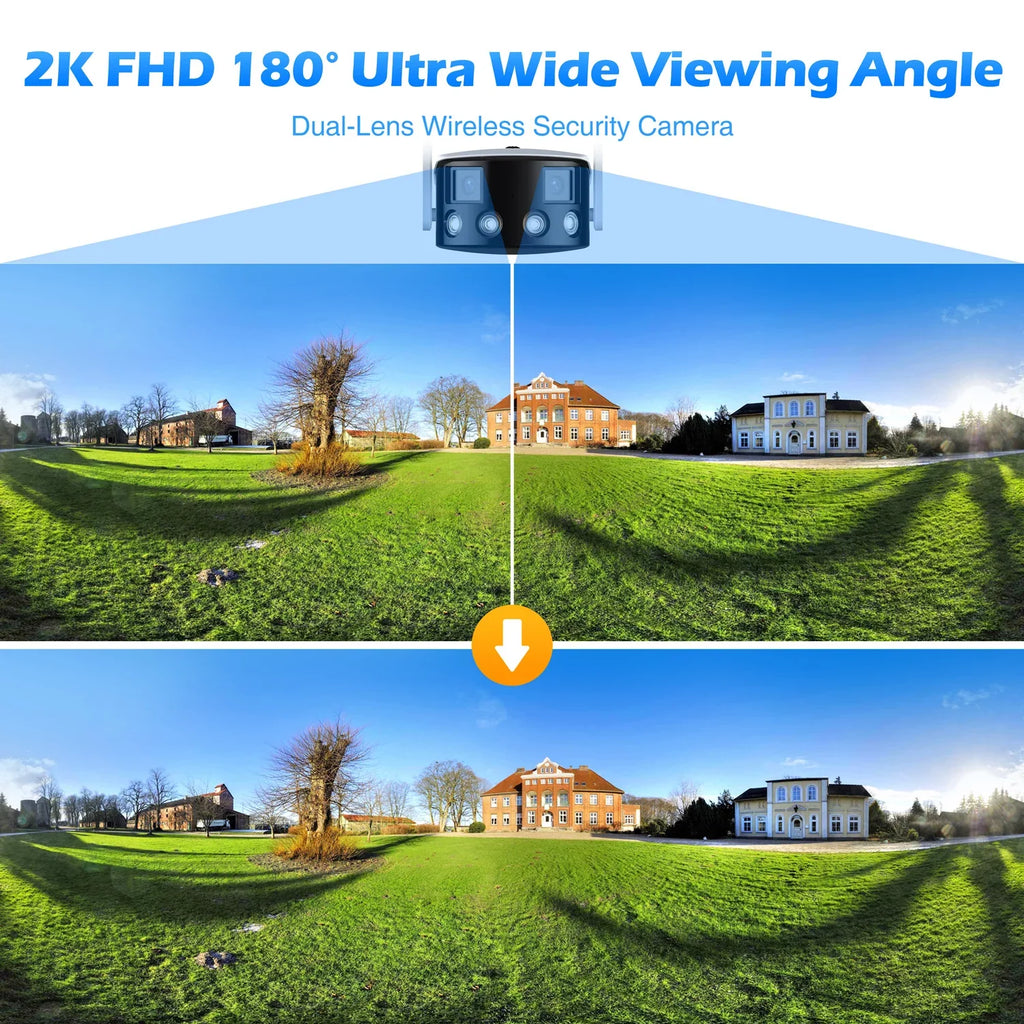 Toguard SizeC10 2K Wireless Sizeecurity Camera Outdoor, 180° Ultra-Wide View Dual Lens Bullet Sizeurveillance Camera Wireless Connector