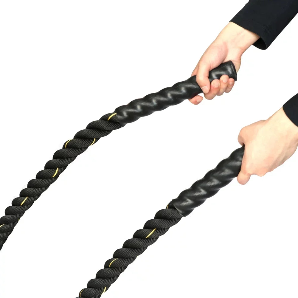 Battle Rope Poly Dacron 1.5 in Diameter 30 ft Length, Training Rope with Protective Sizeleeve and Wall Mount