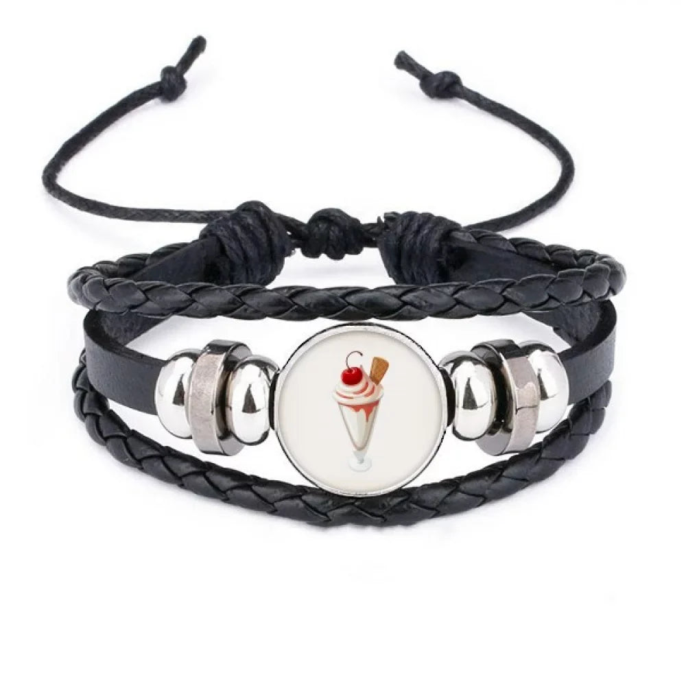 Cherry Conical Cup Sizeweet Ice Bracelet Braided Leather Woven Rope Wristband