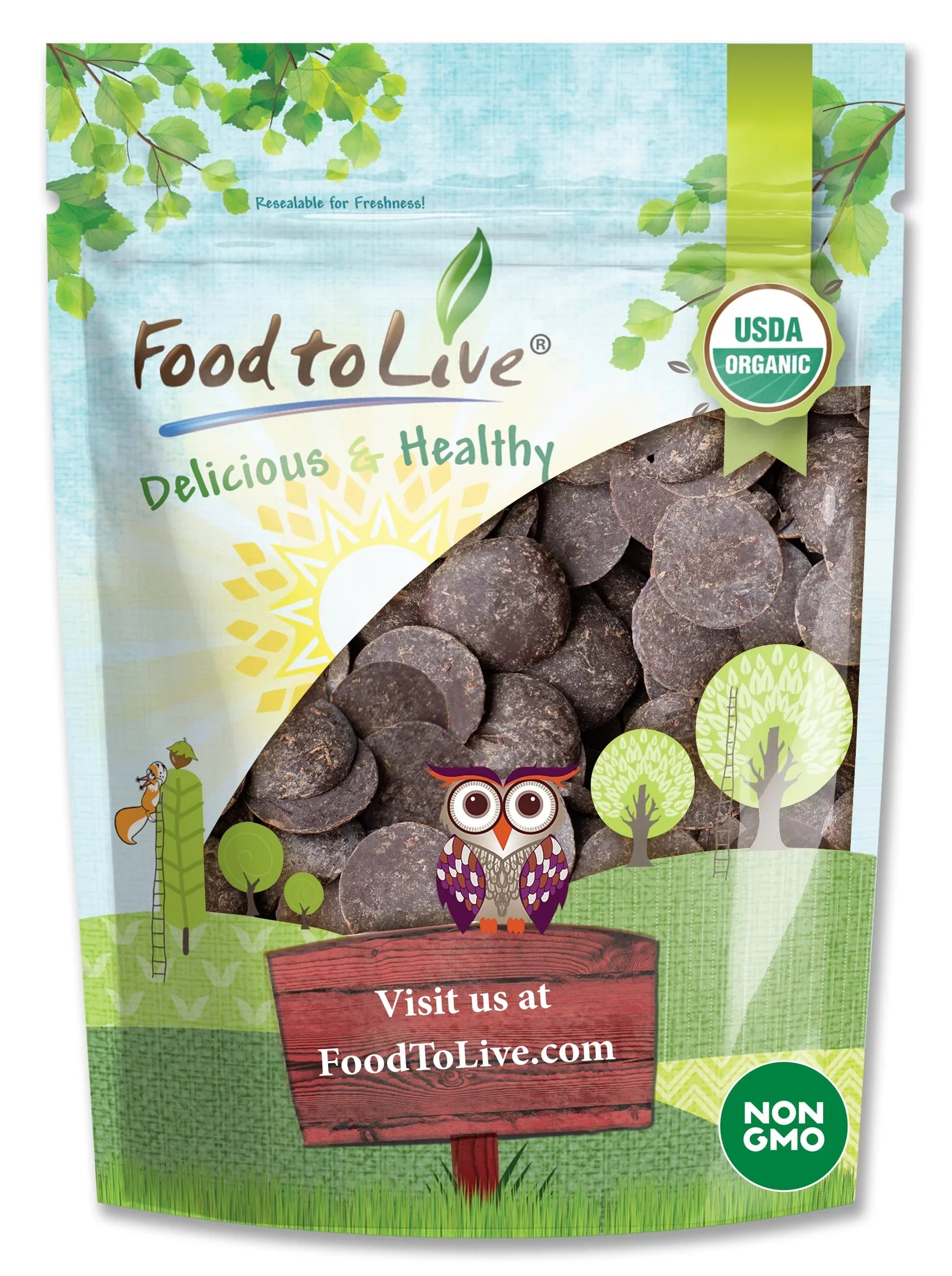 Organic Cacao Paste, 4 Pounds — Non-GMO, Kosher, Raw, Vegan — by Food to Live