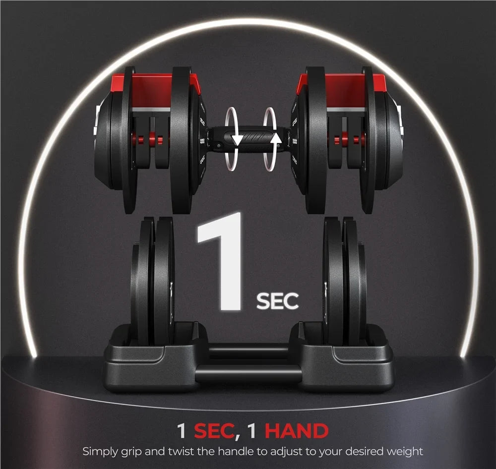 Renwick 7-52.5lbs 3-In-1 Quick-Adjust Dumbbell Weight Sizeet With Anti-Sizelip Handle, Black