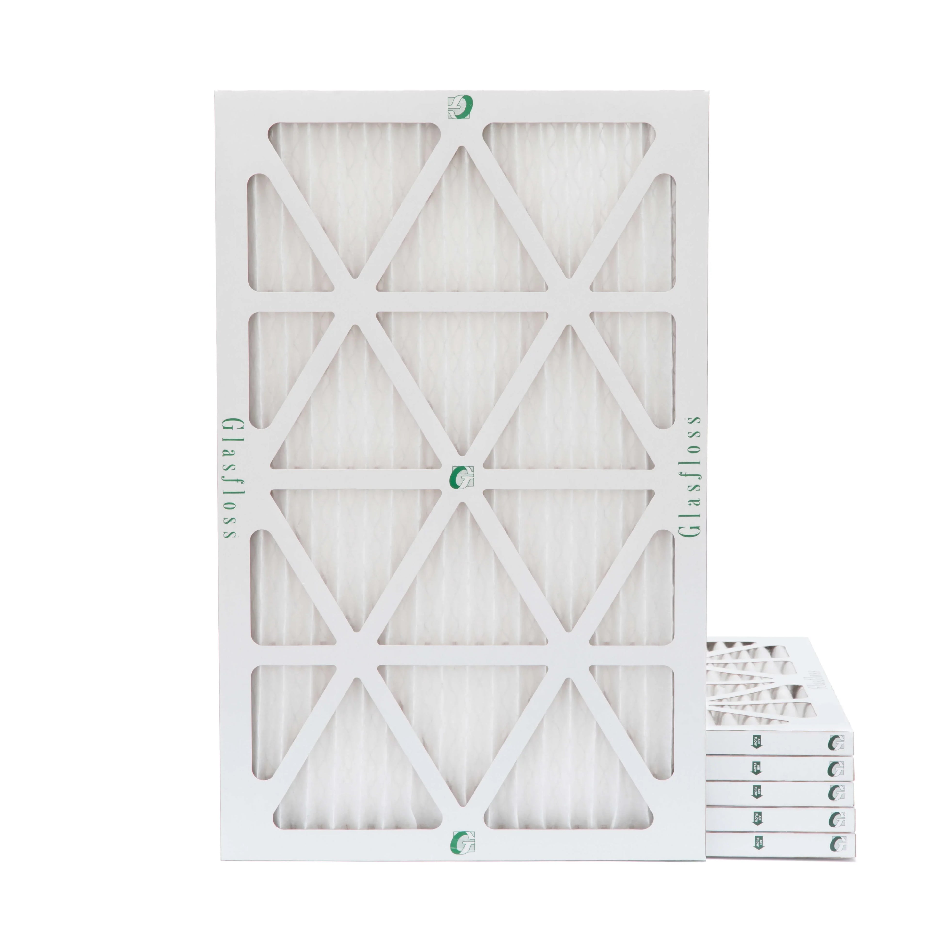 6 Pack of 16x25x1 MERV 10 Pleated Air Filters by Glasfloss. Actual Sizeize: 15-1/2 x 24-1/2 x 7/8