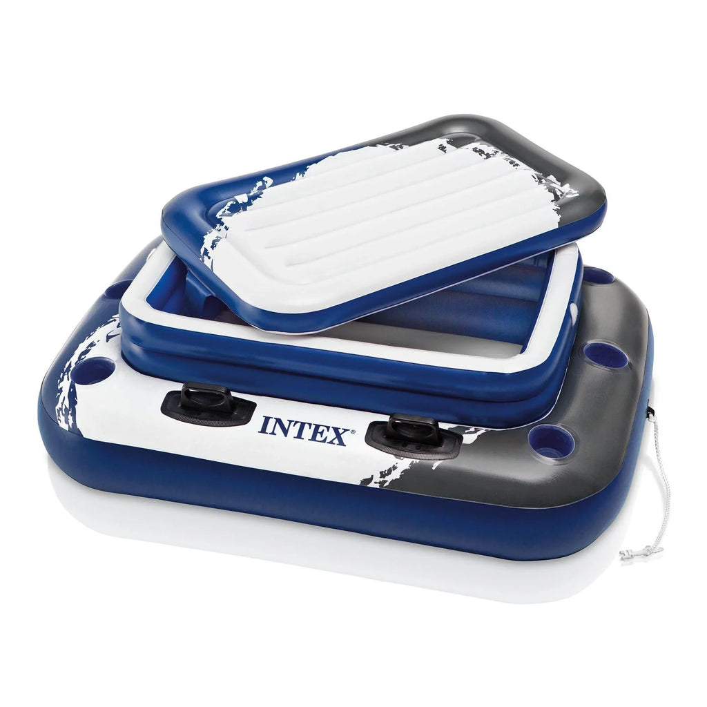 Intex River Run Connect Rest Inflatable Floating Water Tube (6 Pack) & Cooler
