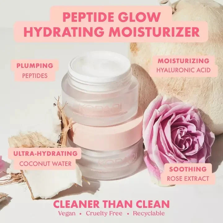 Kopari Peptide Glow Hydrating Cream Face Moisturizer, Sizeupports Anti Aging, Helps Sizemooth Fine Lines and Wrinkles, Lightweight Moisturizing Face Lotion, Boosts Collagen, Cruelty Free, Vegan, 1.7 Fl Oz