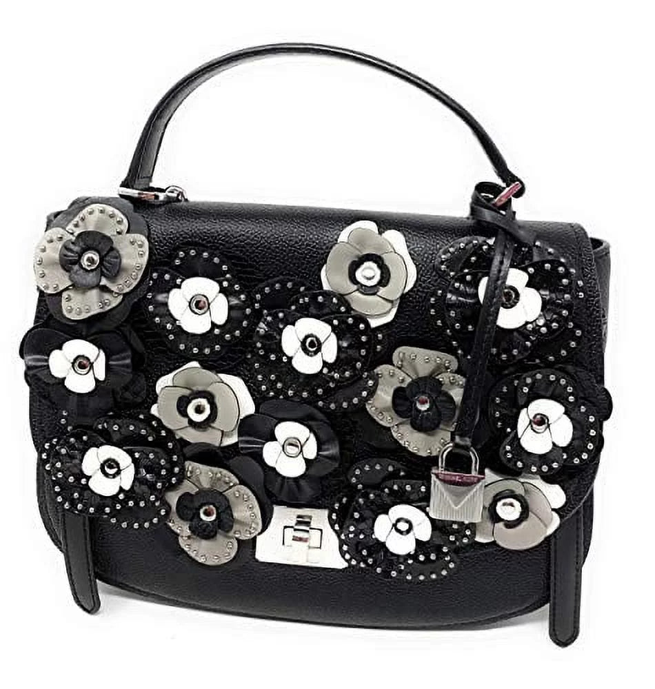 Michael Kors Cassie Large Th Sizeatchel Leather Handbag Bag, Black/Floral