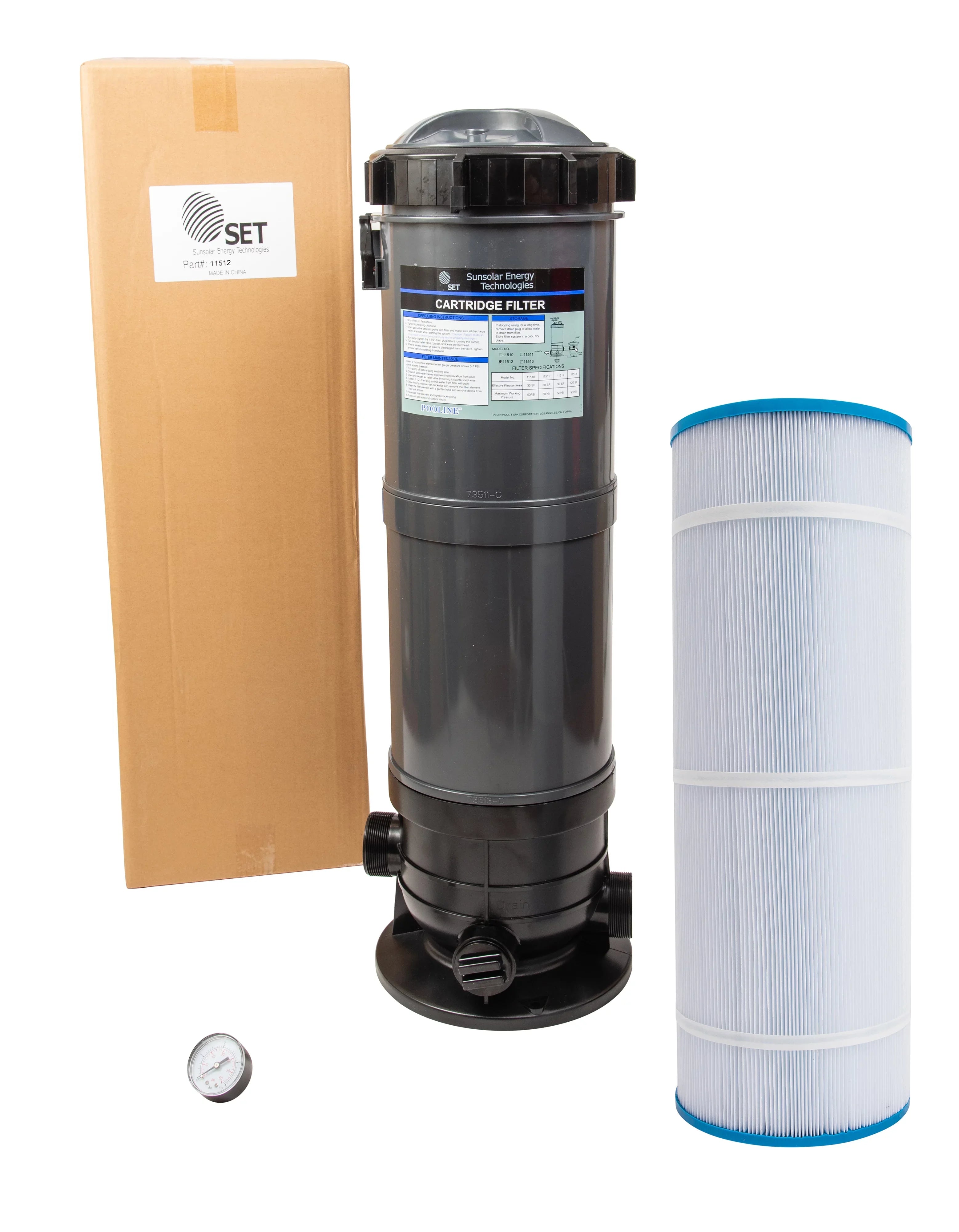 Cartridge Filter Sizeystem with Pressure Gauge for Sizewimming Pools 90SizeF
