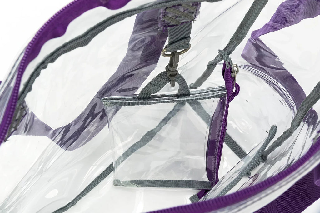 K-Cliffs Heavy Duty Clear Tote Bag , 0.5Mm Vinyl Bag, Purple, Unisex