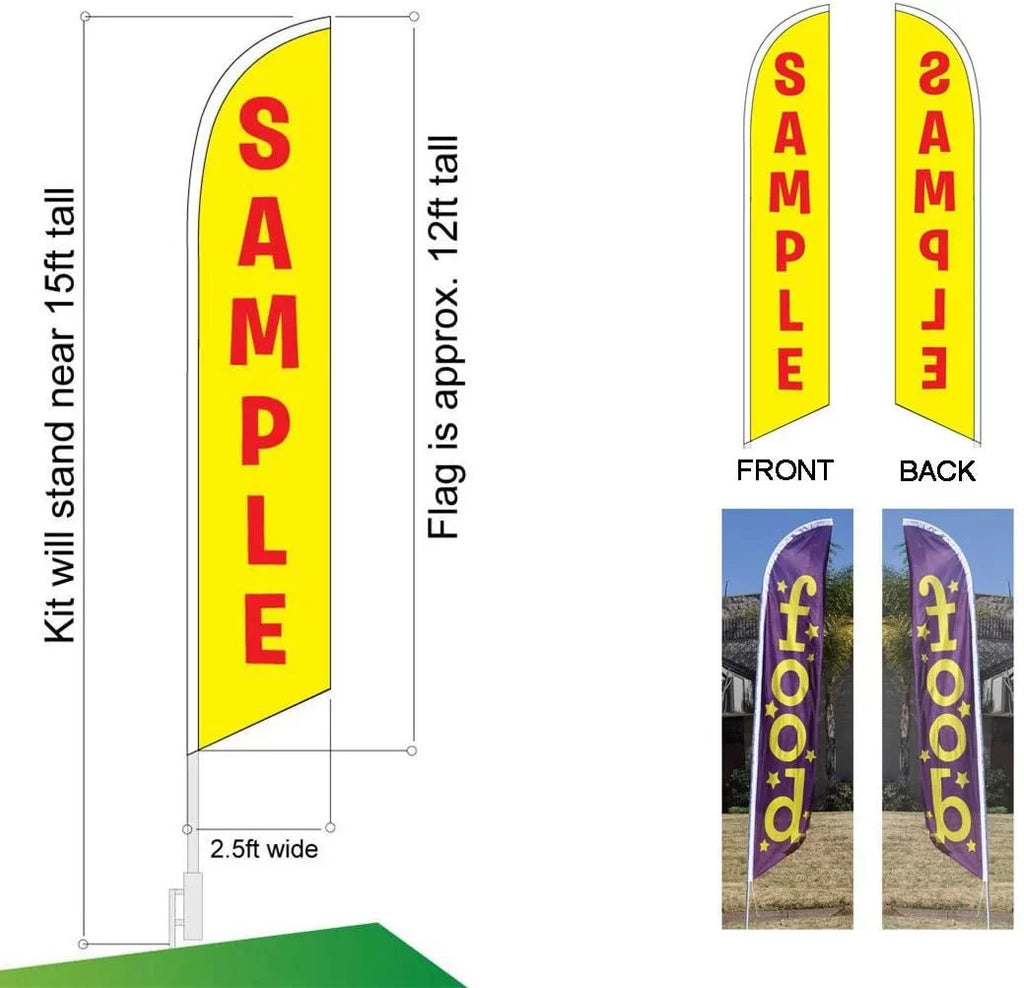 Fitness Gym Center Advertising Feather Banner Sizewooper Flag Sizeign with Flag Pole Kit and Ground Sizetake
