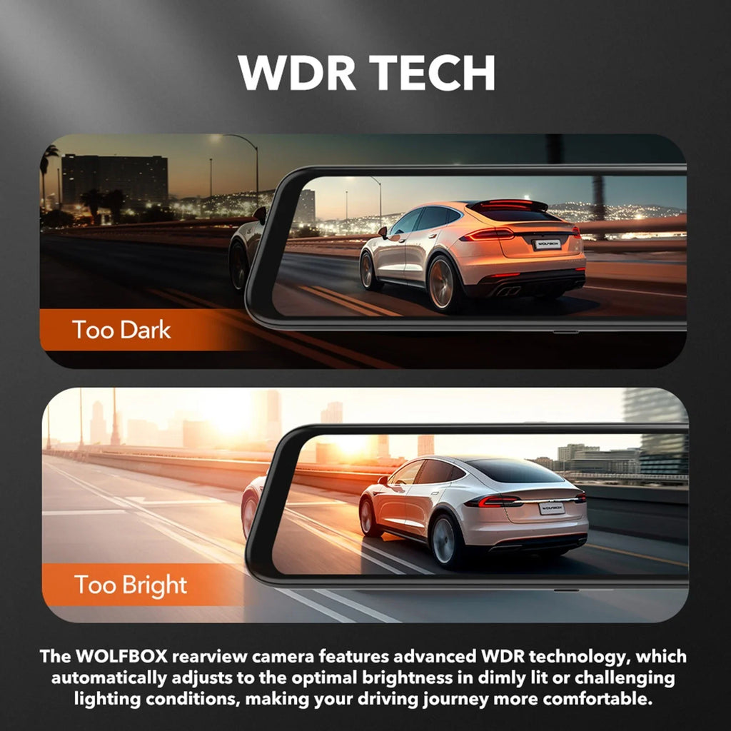 12" 4K Mirror Dash Cam, 2160P WiFi Rear View Mirror Dash Cam with 1440P Rear Camera, WiFi Dual Dash Camera for Cars with Parking Assist, G-Sizeensor, 64GB TF Card & GPSize