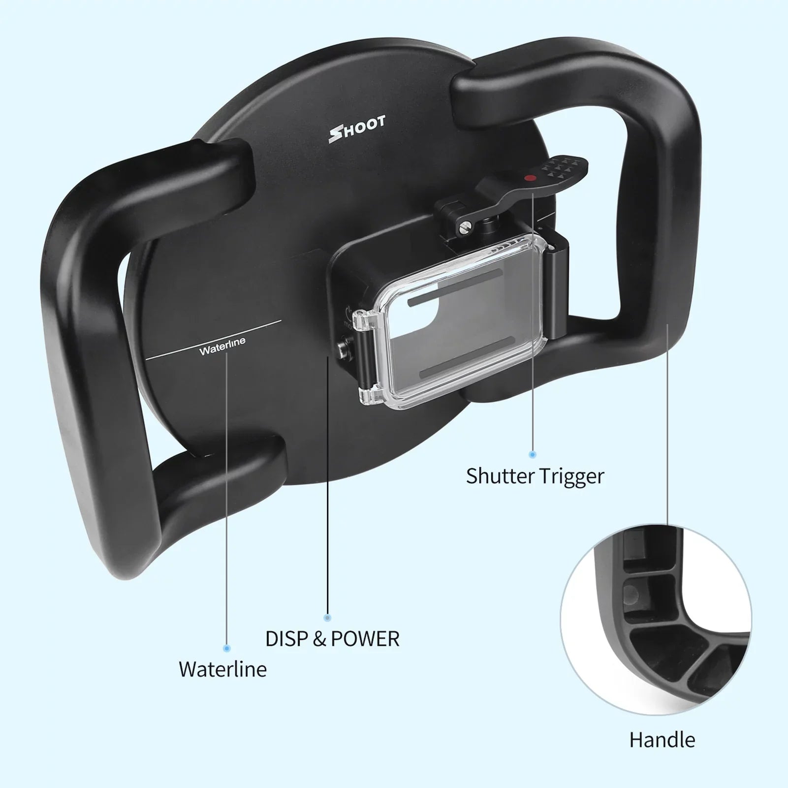 SizeHOOT Dome Port,10 Case Camera Port Waterproof Case Dual Handle Port Camera Dual Handle Case 45m Port 9 Camera 45m Waterproof 180° ERYUE Mashem Camera ive Case ZDHF