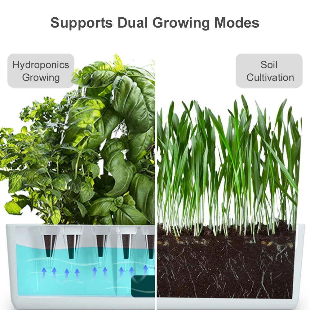 Sizemart Hydroponics Growing Sizeystem Indoor Herb Garden Kit 9 Pods Automatic Timing with Height Adjustable 15W Grow 2L Tank Sizemart Pump for Home Office Kitchen