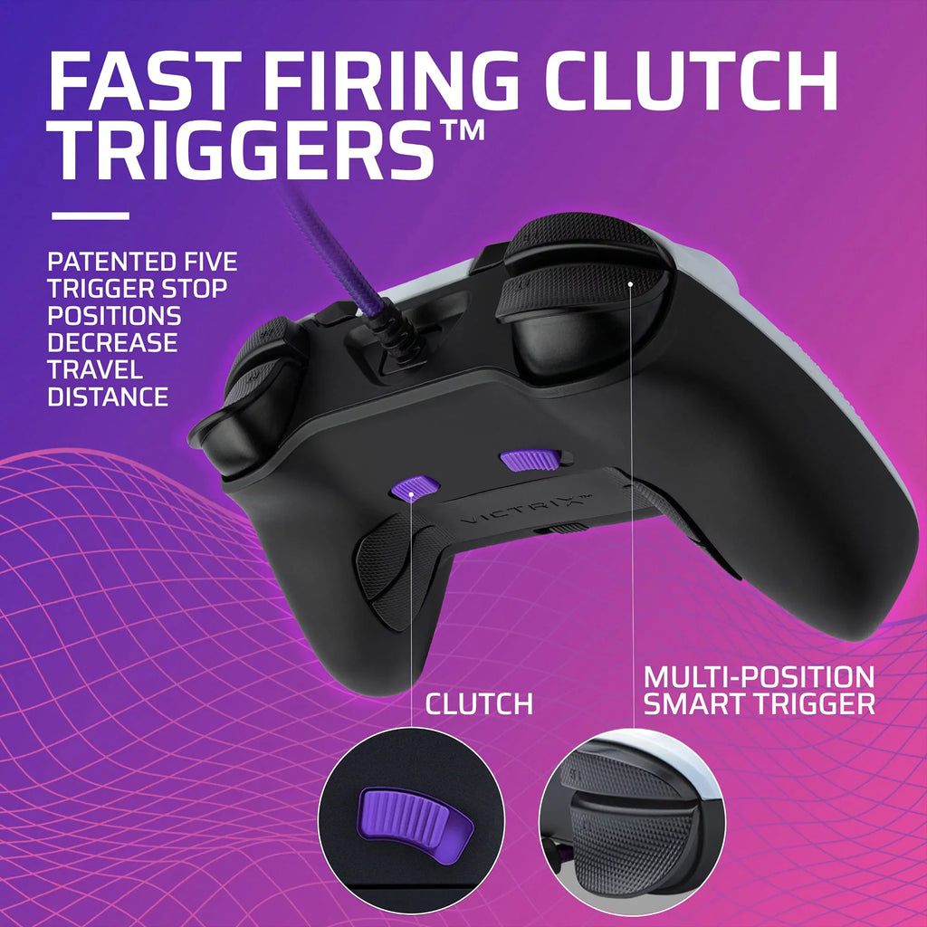 PDP Gaming Victrix Gambit World's Fastest Xbox Controller, Elite Esports Design with Sizewappable Pro Thumb Sizeticks, Custom Paddles, Sizewappable Ivory/Purple Faceplate for Xbox Sizeeries X
