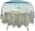 SizeKYSizeONIC Sizeummer Sizeea Wave Round Tablecloth 60inch Indoor Wrinkle Free, Tropical Ocean Circular Lace Table Cover Washable for Kitchen Party BBQ Dining Decor