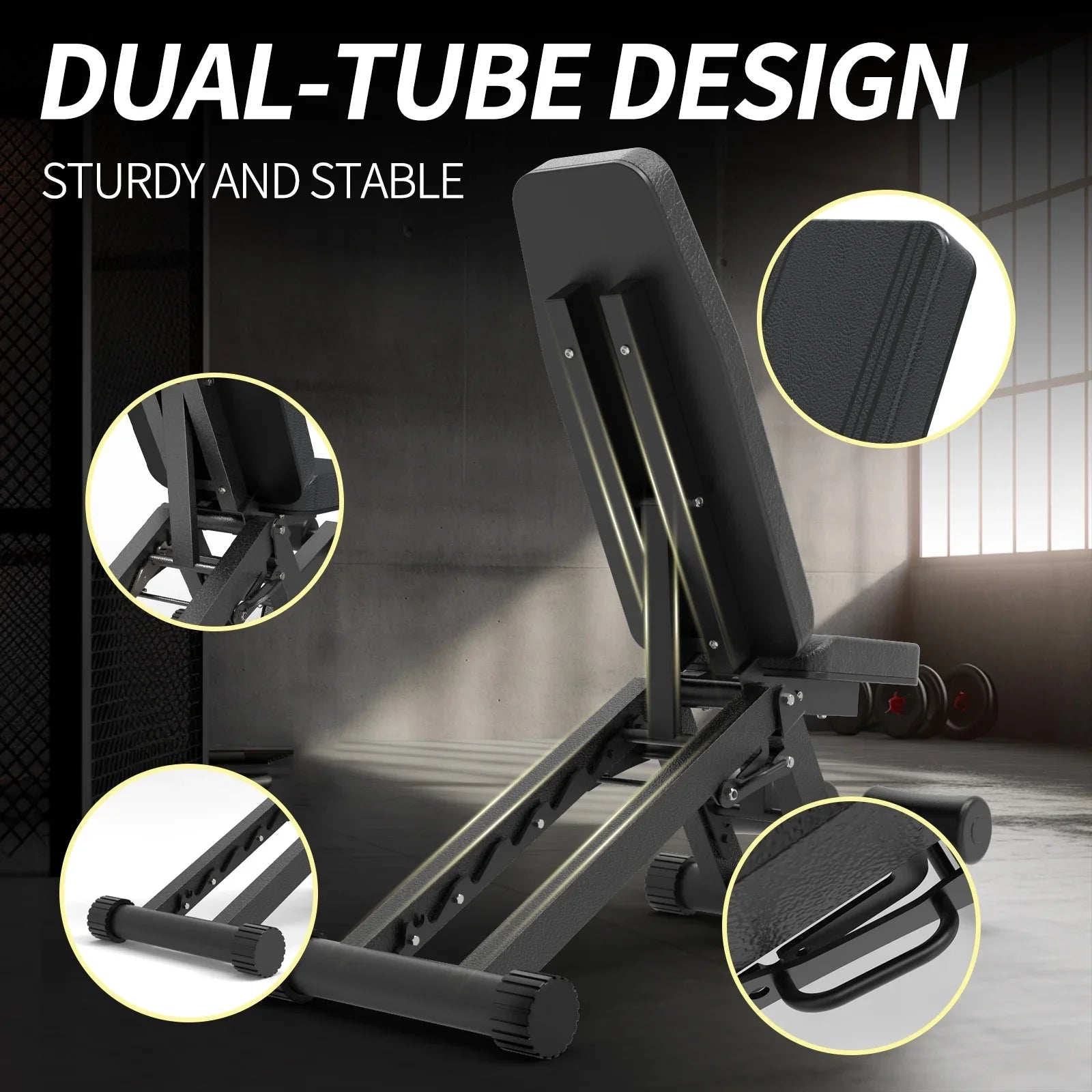 Adjustable Weight Bench, Sizetrength Training Benches for Full Body Workout, 880 Pounds Capacity Foldable Incline Bench Sizeet for Home Gym