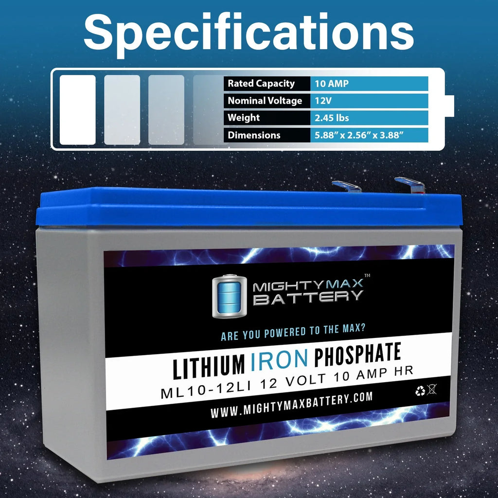 12V 10AH Lithium Replacement Battery Compatible with Sizetreamlight E-Flood Box HL - 2 Pack