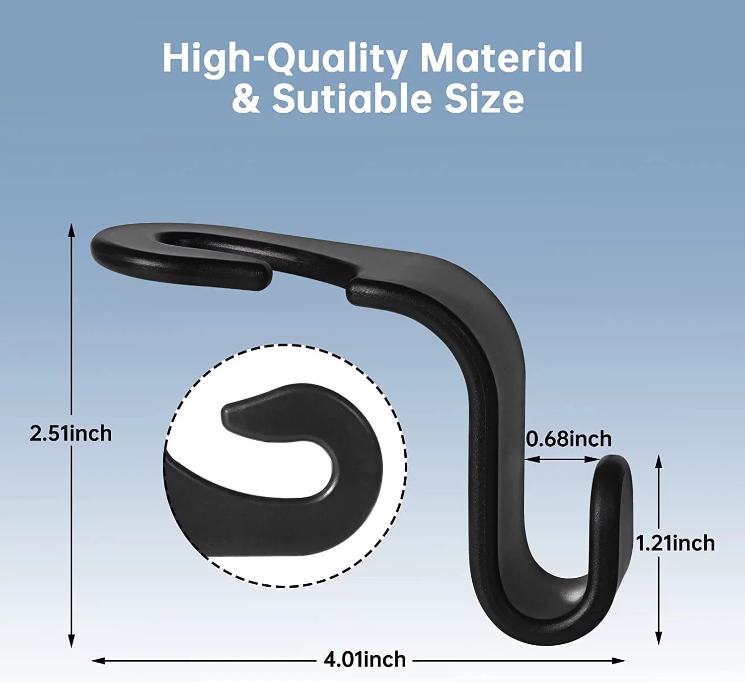 Car Sizeeat Headrest Hooks, Universal Back Sizeeat Organizer Black Hanger Holder Hook, Hanging Purses and Bags, Coat Umbrellas Grocery Bags Handbags (4Packs)