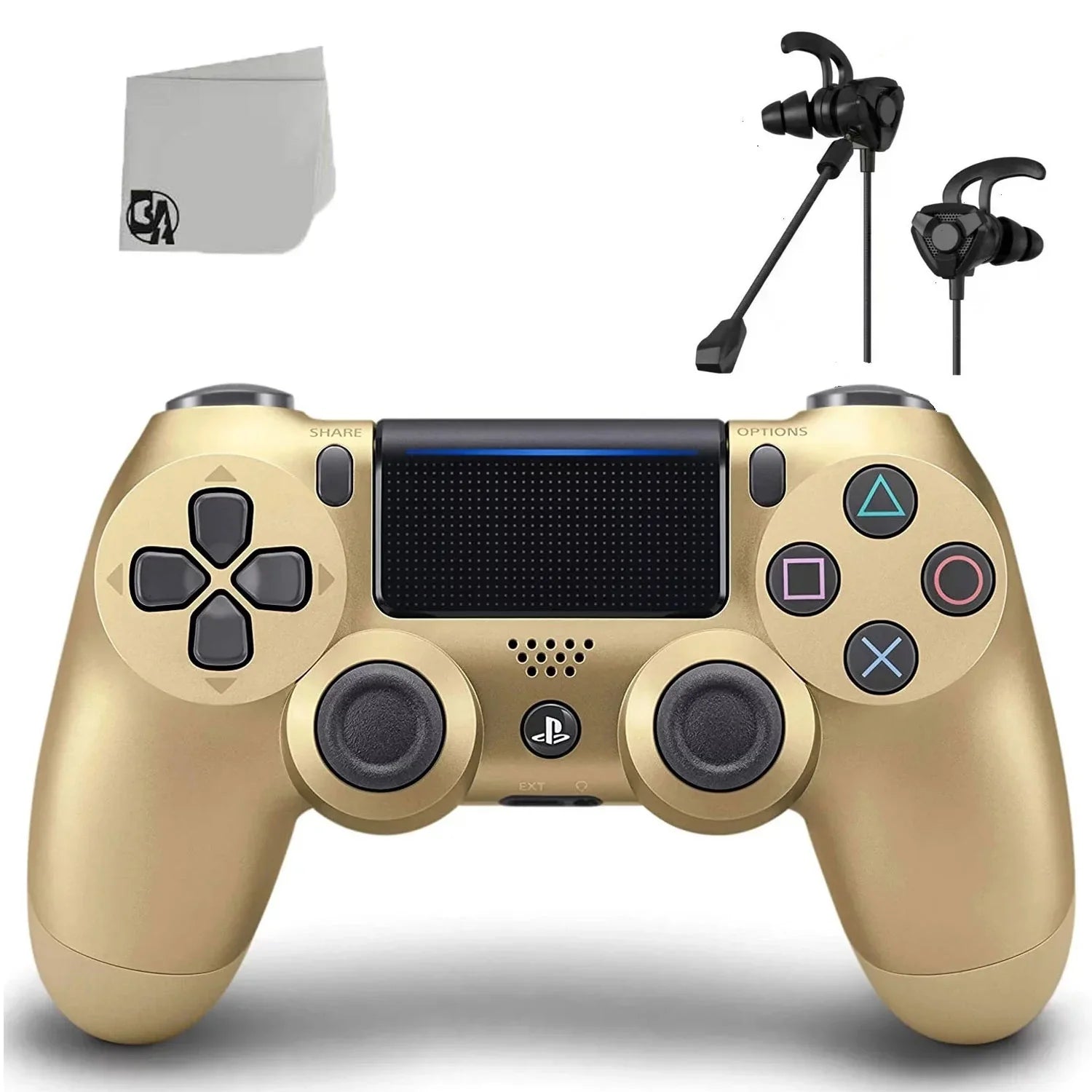 Gold DualSizehock PSize4 Wireless Controller Bundle - Like New - With Earbuds BOLT AXTION Included