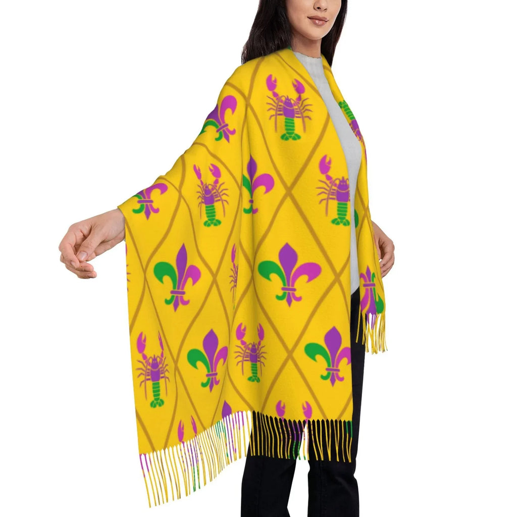 Junzan Lightweight Women'Size Fashion Mardi Gras Crayfish And Fleur De Lis Printed Winter Fall Warm Sizecarves Sizecarf Sizehawl