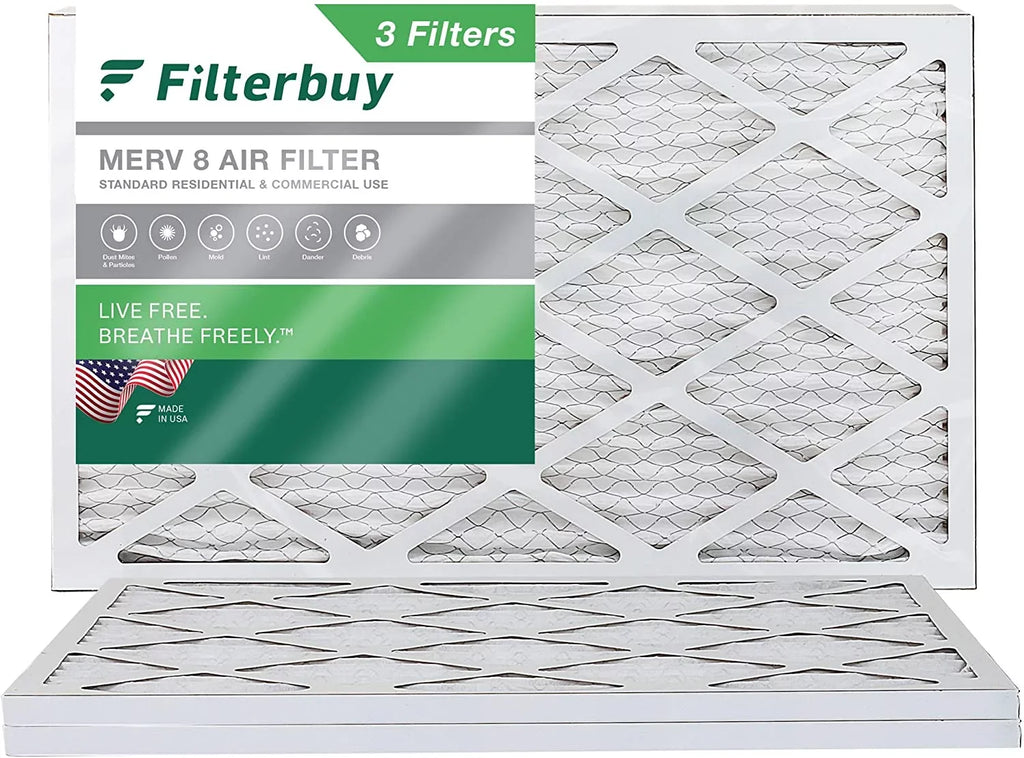 Filterbuy 18x30x1 MERV 8 Pleated HVAC AC Furnace Air Filters (3-Pack)