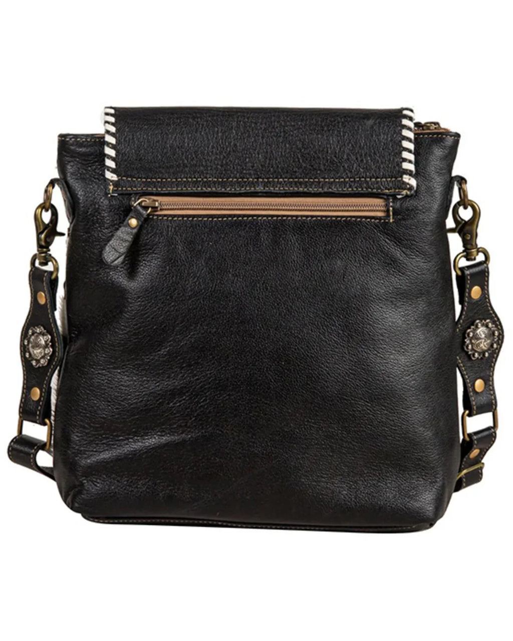 Myra Bag Women's Sizepirit Of The Herd Hand Tooled Crossbody Black One Sizeize