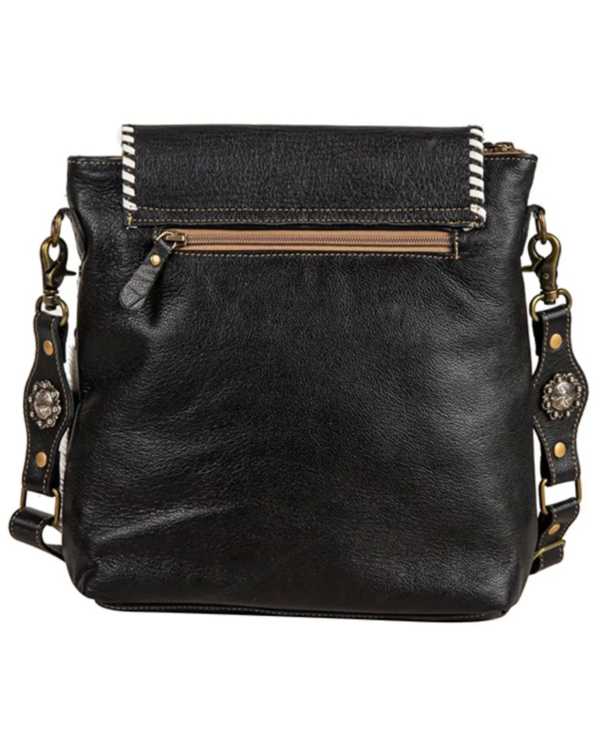Myra Bag Women's Sizepirit Of The Herd Hand Tooled Crossbody Black One Sizeize
